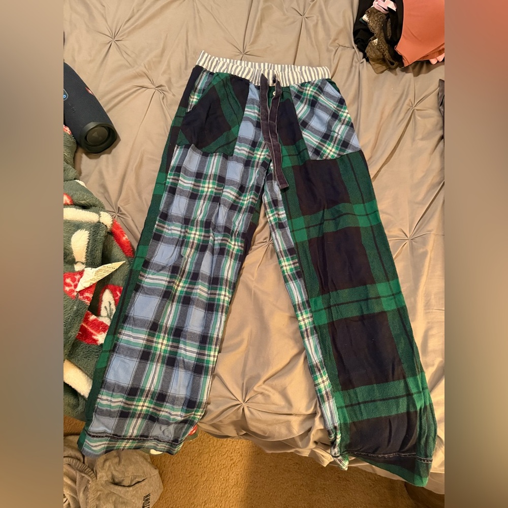 Plaid Patchwork Pajama Pants